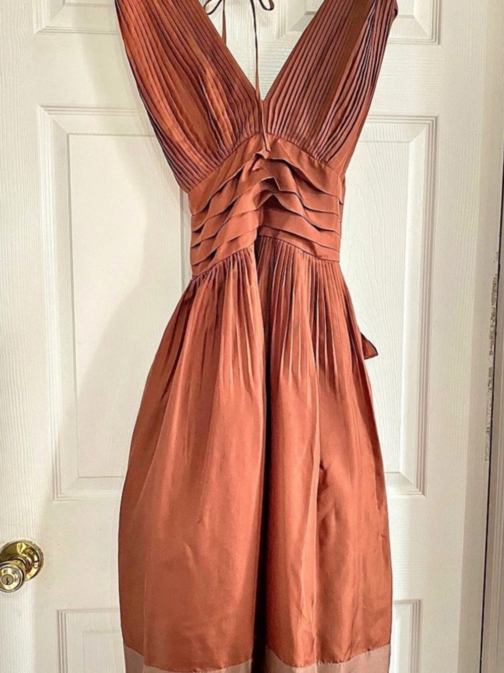 BCBGMAXAZRIA Color Block Pleated Midi Dress Size 10